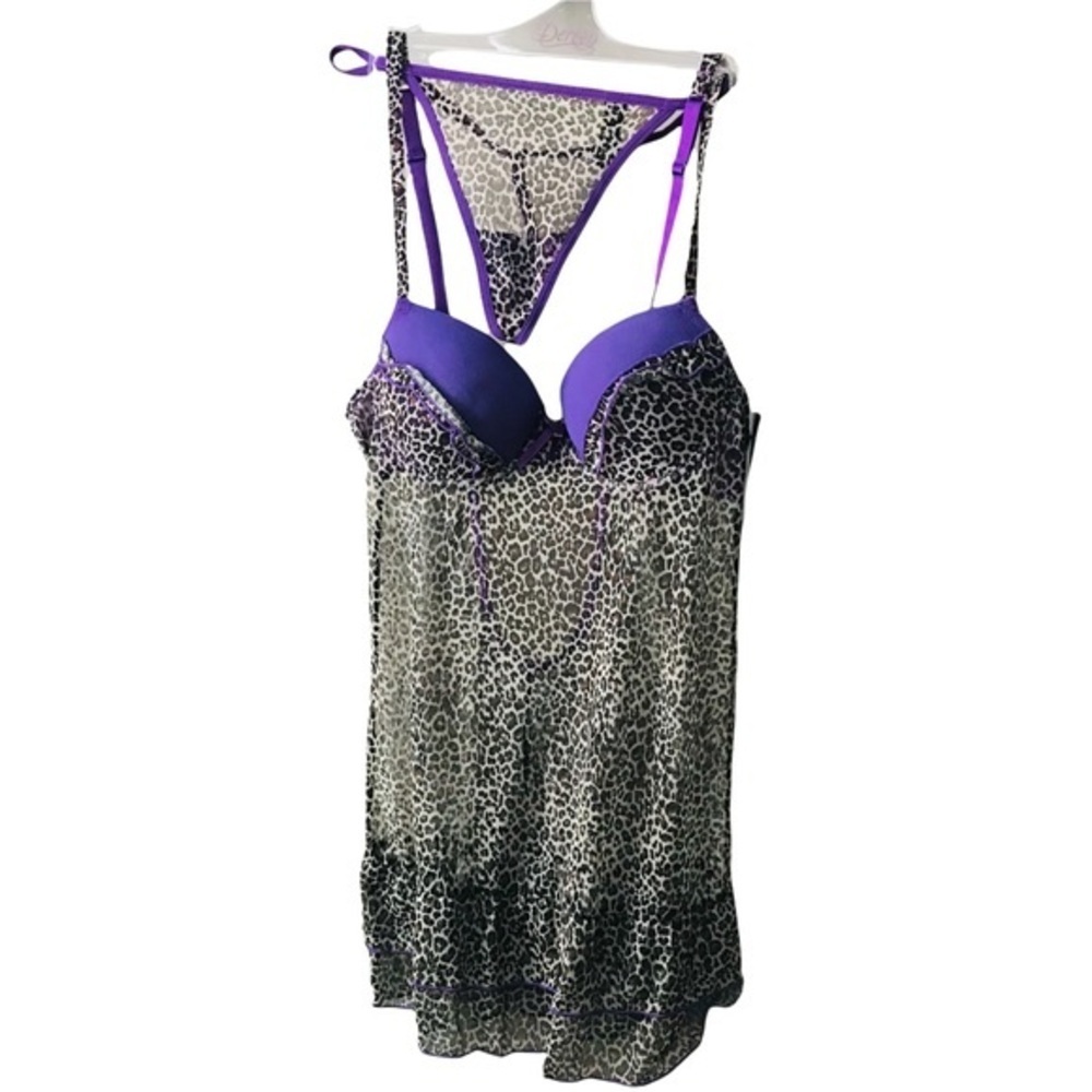 NWT DEREON BEYONCÉ BABYDOLL SLIP LINGERIE SET WITH THONG PANTIES SMALL